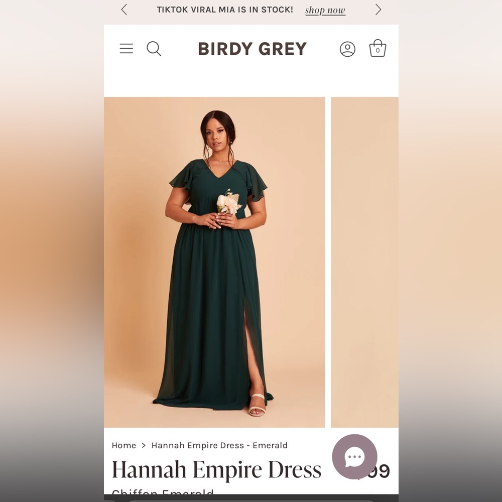 Birdy Grey Hannah Empire dress in Emerald. XL. Never worn or altered.